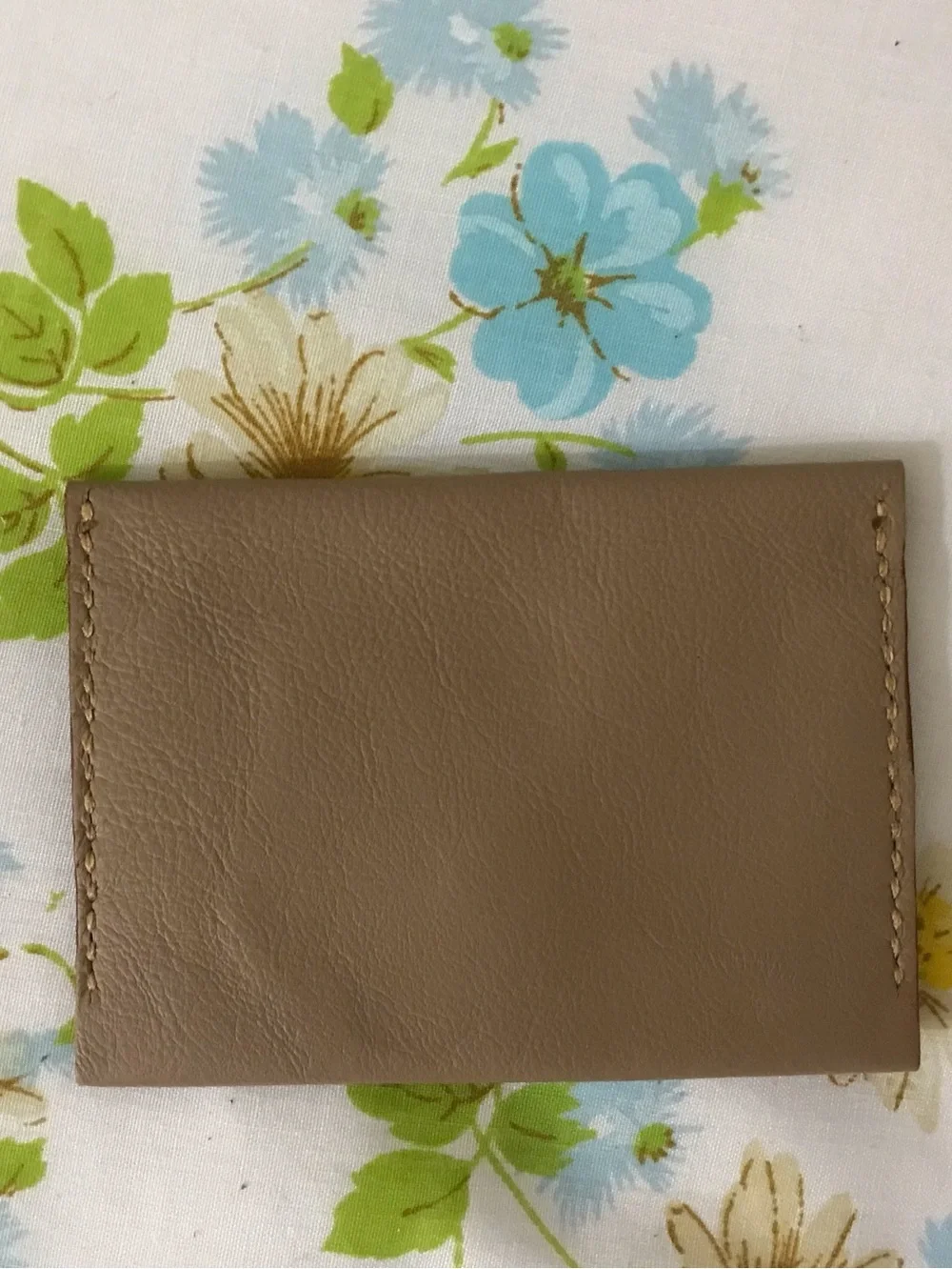 Handmade Genuije Leather Card Wallet - Taupe